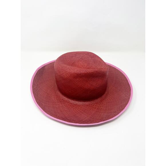 Sissy Light Maroon Two Tone Straw Hat Sz M - Picture 4 of 7